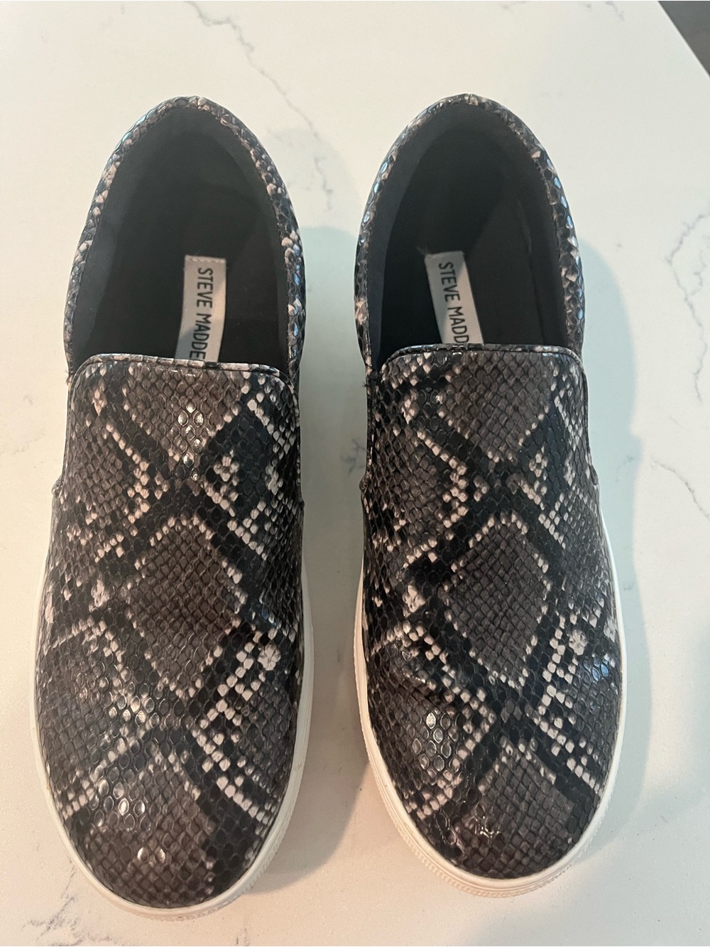 Steve Madden Black & Gray Snake-Print Slip-On Sneakers